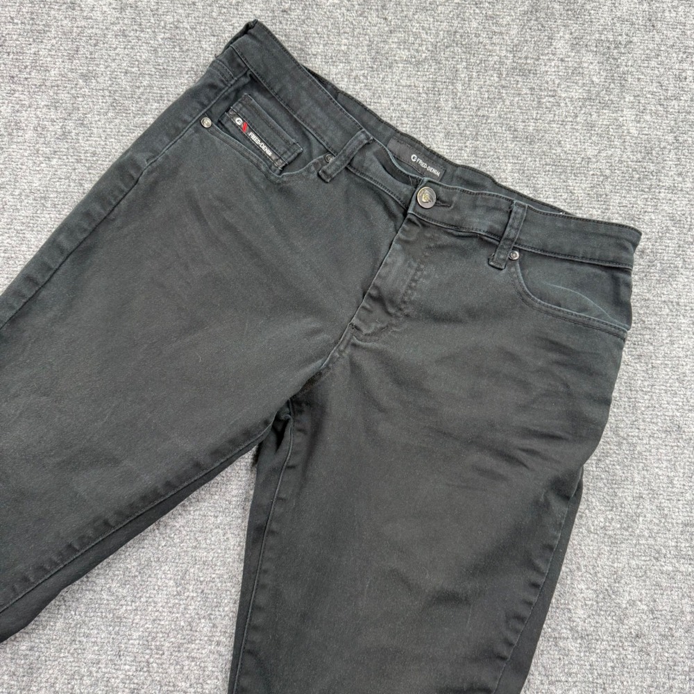 Fried Denim 36W x 32L Slim Fit Black Jeans Stretch Moto Back Pocket Detail Men's